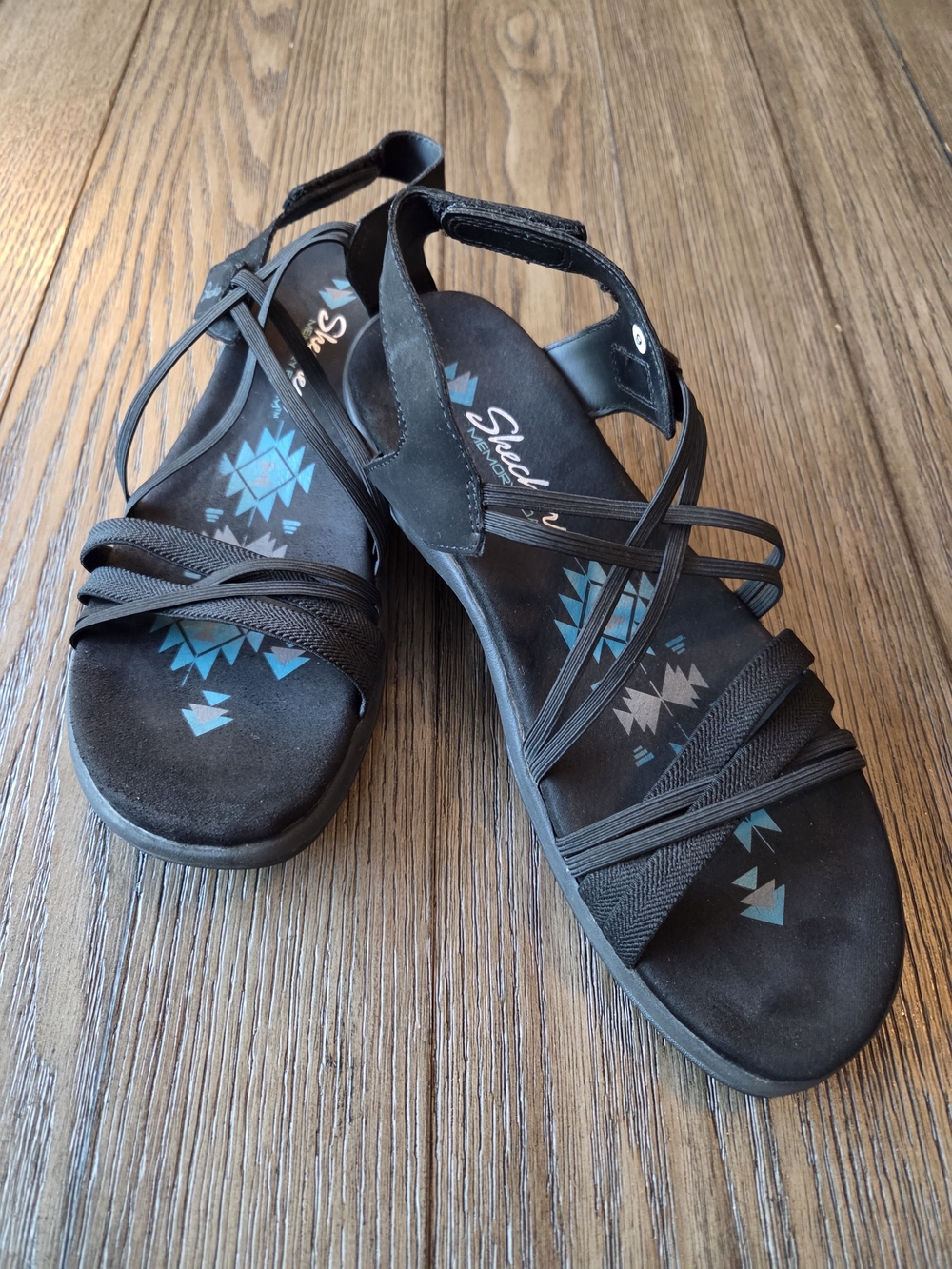 Skechers Reggae Slim Strappy Sandals Black Size 9